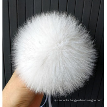 White real fox fur balls big pom pom